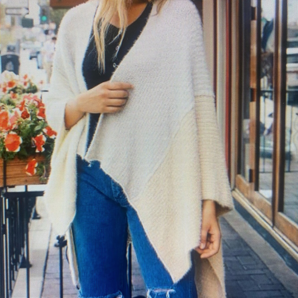 Faux Mohair Color block Knit throw over